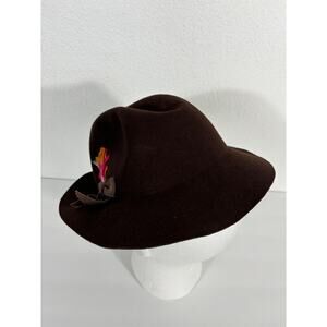 Glenover Fawn Tra Felt Hat Womens Brown Wool Vintage